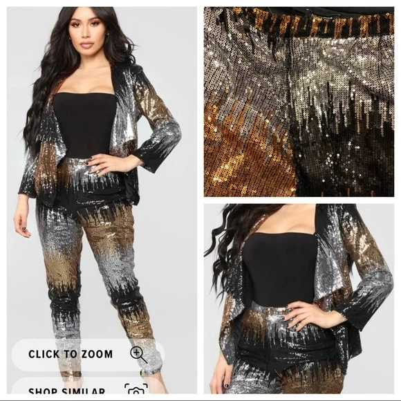 Fashion Nova Electric city sequin pantsuit set - Picture 1 of 7
